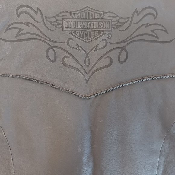 Women's Large L Harley-Davidson Leather Vest Braided Leather Edges Embroidered - Picture 2 of 9